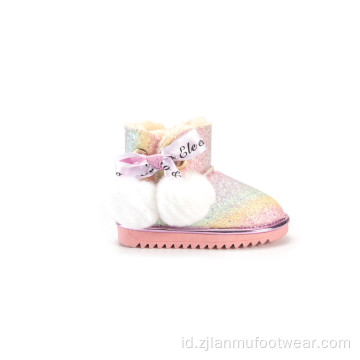 Sepatu bot berwarna glitter fashion musim dingin anak -anak sepatu bot